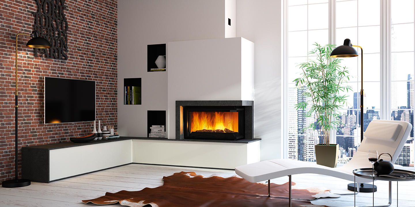 Faire installer une cheminée moderne avec insert et niche à bois d'angle  pour petit espace prés de Mérignac et Pessac - Chaleur Nordique ® - CHALEUR  NORDIQUE